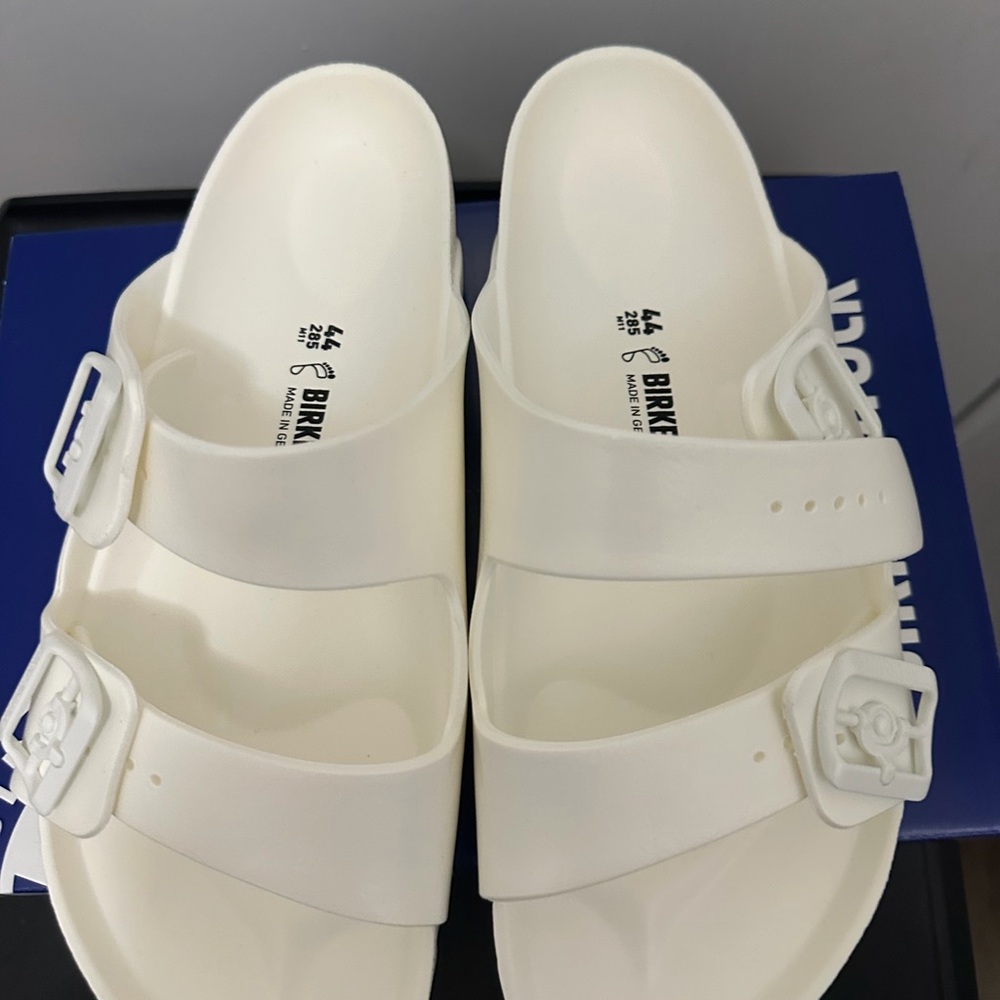 Birkenstock White Two-Strap Slide Sandals